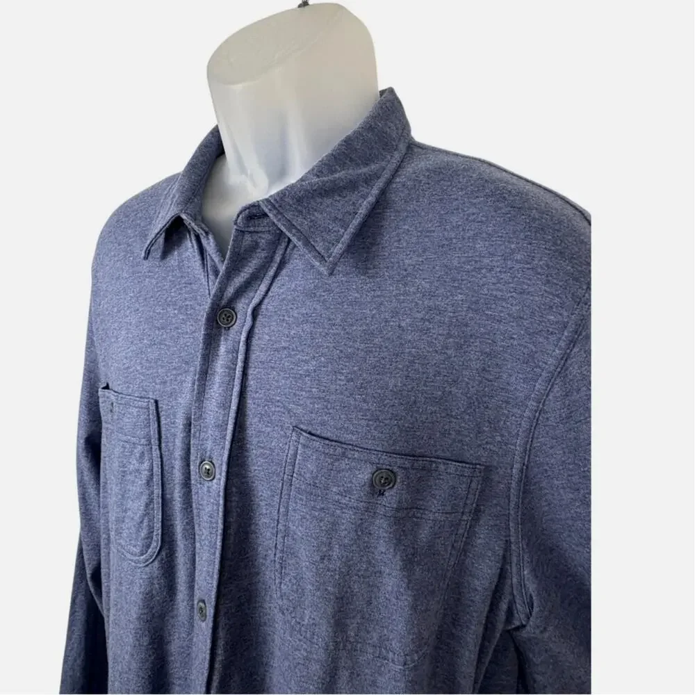 J.Crew Knit Goods Soft Slub Cotton Button Up Flap Pocket Shirt Item BD830 Blue L